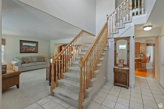 1222 E Big Pine Cir, Sandy, UT 84094 - stairway featuring tile patterned floors and baseboards