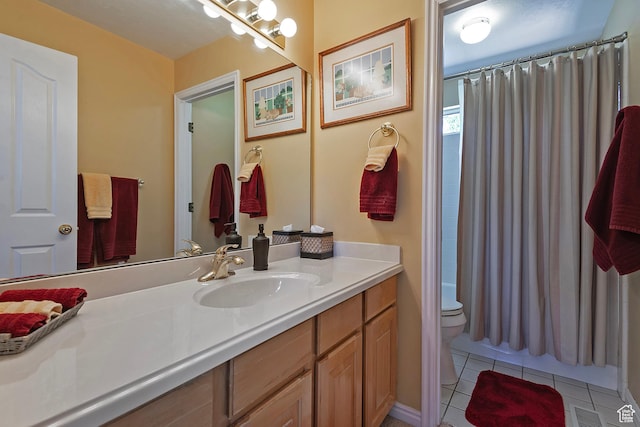 1222 E Big Pine Cir, Sandy, UT 84094 - full bath with vanity, tile patterned flooring, and shower / bathtub combination with curtain