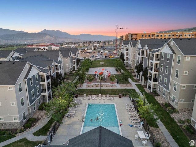 14654 S Bloom Dr W Unit K301, Herriman, UT 84096 - aerial view of a pool and mountains