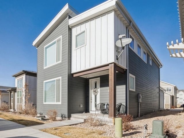 1046 W Albion Meadow Way, Bluffdale, UT 84065 - contemporary home featuring board and batten siding and a porch