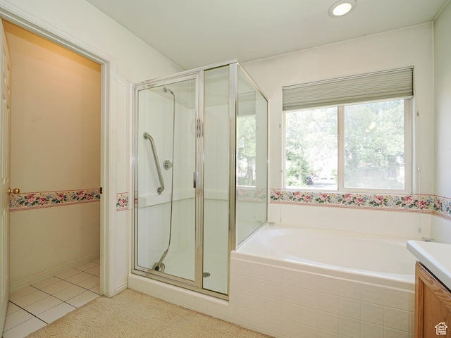 3988 W Sugar Beet Dr S, West Valley City, UT 84120 - full bath featuring a stall shower, a garden tub, tile patterned flooring, and vanity