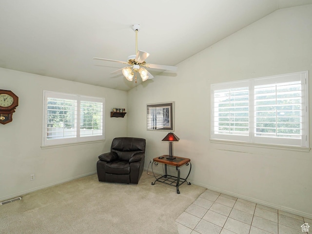 3988 W Sugar Beet Dr S, West Valley City, UT 84120 - sitting room featuring vaulted ceiling, ceiling fan, and tile patterned flooring