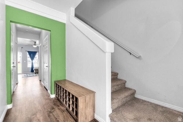 1738 N Brett St, Tooele, UT 84074 - stairs with ceiling fan and wood finished floors