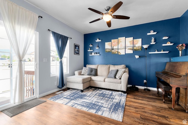 1738 N Brett St, Tooele, UT 84074 - living area featuring ceiling fan and wood finished floors