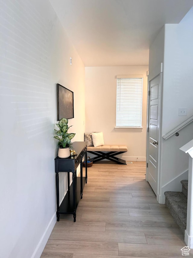4728 E Lake Corner Dr, Eagle Mountain, UT 84005 - corridor featuring stairs and wood finished floors