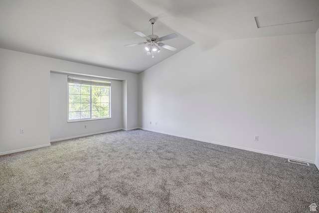 4689 W Nebo Dr S, West Jordan, UT 84088 - empty room with carpet floors, lofted ceiling, and a ceiling fan