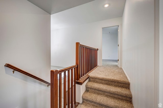 4689 W Nebo Dr S, West Jordan, UT 84088 - staircase with carpet flooring and recessed lighting