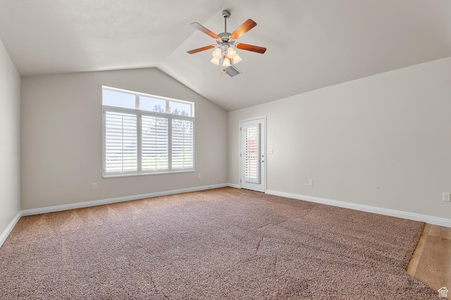 9213 S 2040 W Unit C, West Jordan, UT 84088 - spare room featuring a ceiling fan, lofted ceiling, and light colored carpet