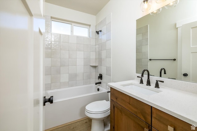 156 N Sherwood Dr, Providence, UT 84332 - bathroom with vanity, shower / bath combination, and wood finished floors