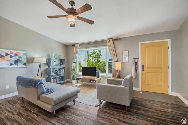 470 Hiland Rd, Ogden, UT 84404 - living area with wood finished floors, ceiling fan, and recessed lighting