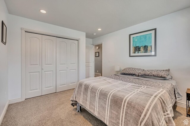 470 Hiland Rd, Ogden, UT 84404 - carpeted bedroom with a closet and recessed lighting