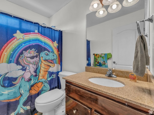 6238 W 8235 S, West Jordan, UT 84084 - full bath with vanity, a shower with curtain, and a chandelier