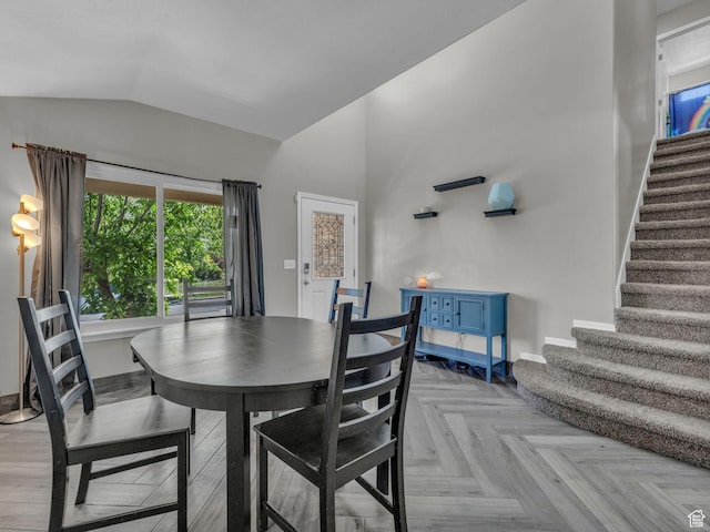 6238 W 8235 S, West Jordan, UT 84084 - dining area with vaulted ceiling and stairs