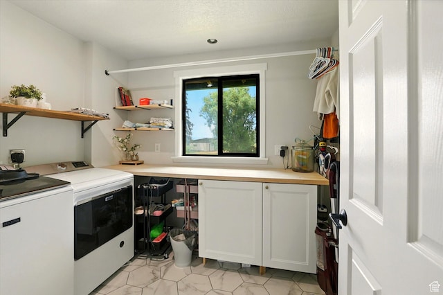 12800 N 1200 E, Cove, UT 84320 - washroom featuring washing machine and dryer, cabinet space, and an office area