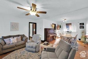3022 S Jackson Ave E, Ogden, UT 84403 - living room with wood finished floors and ceiling fan