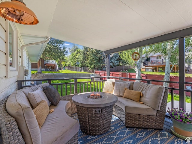 9714 S Buttonwood Dr E, Sandy, UT 84092 - view of patio featuring an outdoor living space with a fire pit