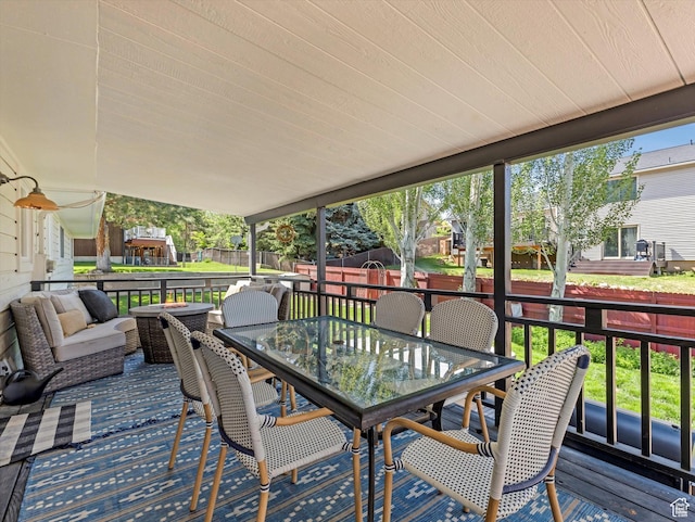 9714 S Buttonwood Dr E, Sandy, UT 84092 - view of patio / terrace with outdoor dining space and a deck