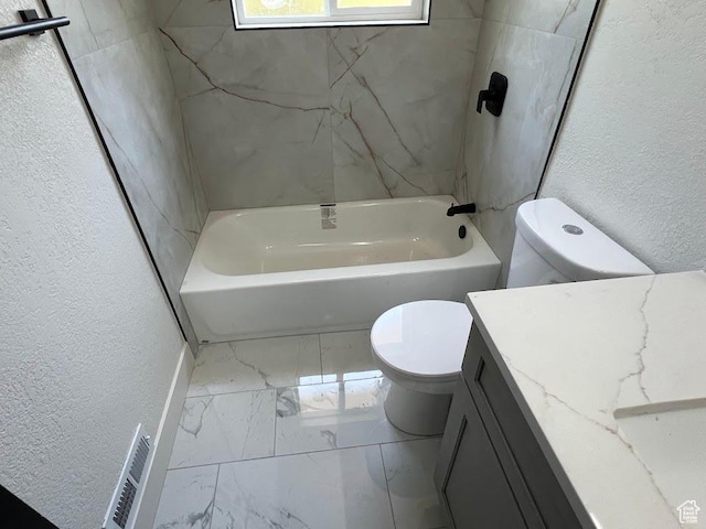 1569 E Boysenberry Cir S, Sandy, UT 84093 - full bathroom with marble finish flooring, a textured wall, vanity, and shower / washtub combination