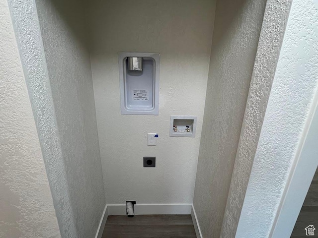 1569 E Boysenberry Cir S, Sandy, UT 84093 - washroom with hookup for an electric dryer, wood finished floors, hookup for a washing machine, and a textured wall