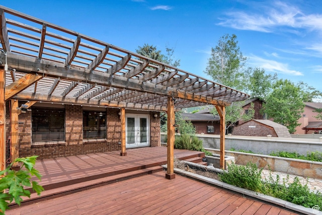 12012 S Hidden Valley Club Dr, Sandy, UT 84092 - wooden deck featuring french doors and a pergola