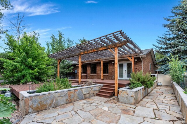 12012 S Hidden Valley Club Dr, Sandy, UT 84092 - view of patio / terrace featuring french doors and a pergola