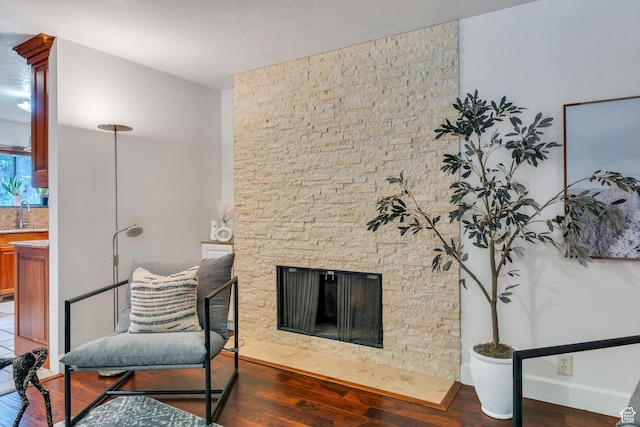 12012 S Hidden Valley Club Dr, Sandy, UT 84092 - living room with wood finished floors and a stone fireplace