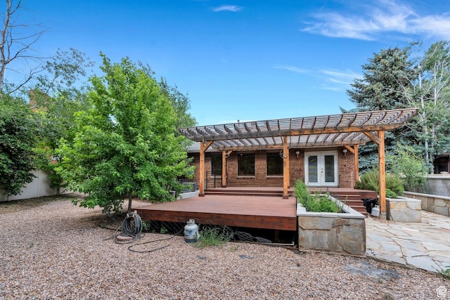 12012 S Hidden Valley Club Dr, Sandy, UT 84092 - view of patio / terrace featuring a pergola, french doors, and a wooden deck