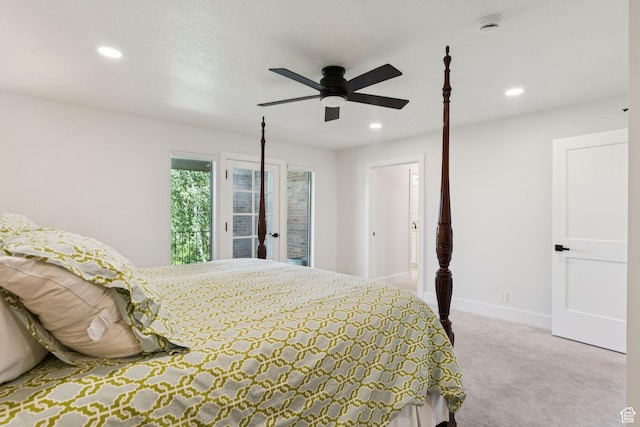 1537 N Sweetwater Ln, Farmington, UT 84025 - bedroom featuring carpet floors, recessed lighting, access to outside, and ceiling fan