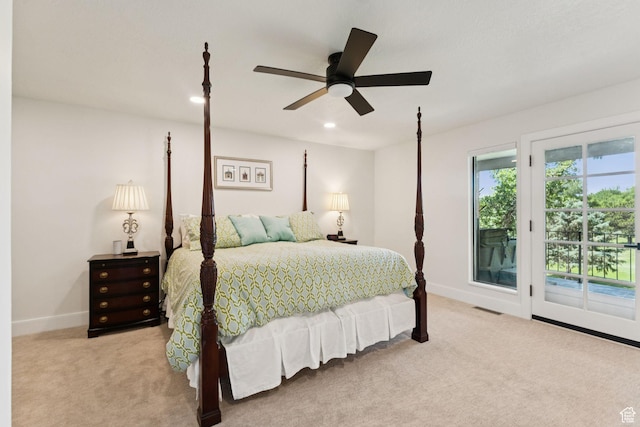 1537 N Sweetwater Ln, Farmington, UT 84025 - bedroom with access to exterior, carpet flooring, recessed lighting, and ceiling fan