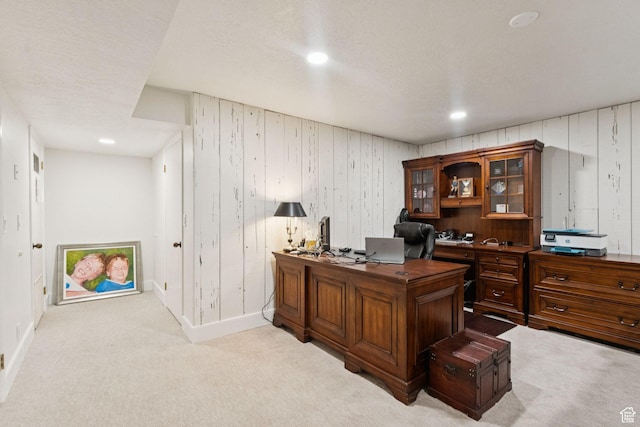 1537 N Sweetwater Ln, Farmington, UT 84025 - office area featuring light colored carpet, recessed lighting, and wooden walls