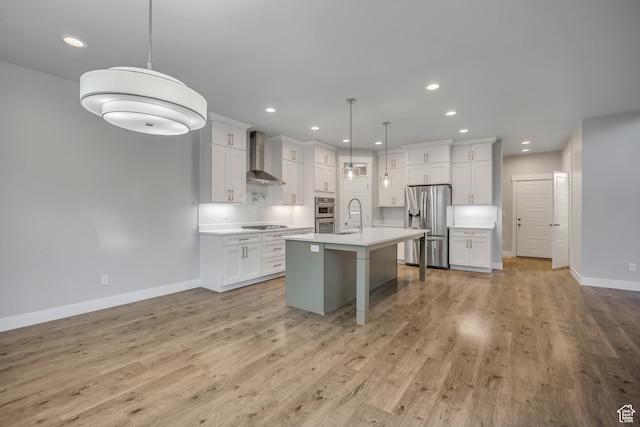 2508 E Lone Hill Dr, Draper Ut Cnty, UT 84020 - kitchen featuring appliances with stainless steel finishes, wall chimney exhaust hood, light countertops, backsplash, and recessed lighting