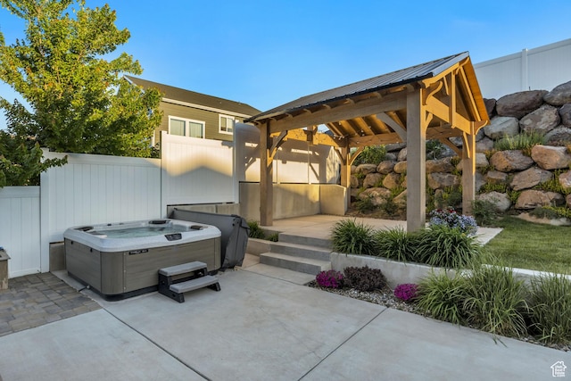 2508 E Lone Hill Dr, Draper Ut Cnty, UT 84020 - view of patio featuring a gazebo and a hot tub