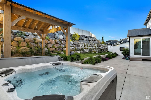 2508 E Lone Hill Dr, Draper Ut Cnty, UT 84020 - view of pool featuring a hot tub, a gazebo, and a patio