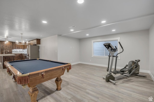 2508 E Lone Hill Dr, Draper Ut Cnty, UT 84020 - rec room featuring light wood finished floors, recessed lighting, and billiards
