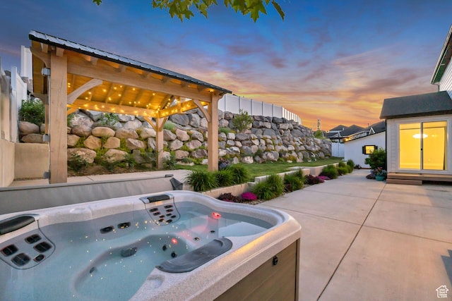2508 E Lone Hill Dr, Draper Ut Cnty, UT 84020 - view of patio featuring a hot tub and a gazebo