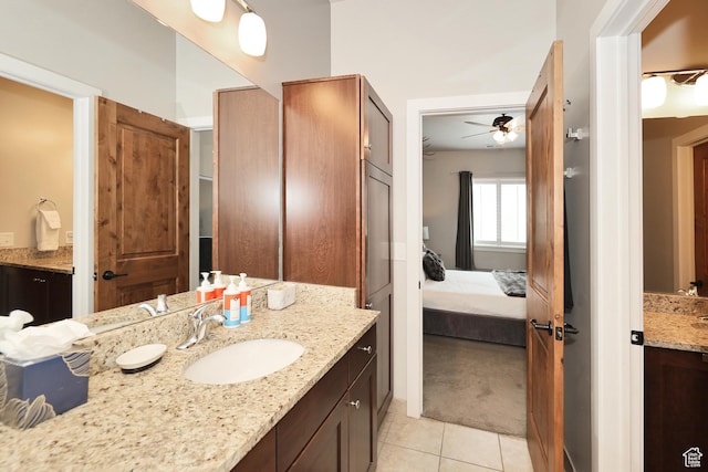 6169 E Park Ln S Unit 30, Park City, UT 84098 - ensuite bathroom featuring tile patterned flooring, vanity, and ceiling fan