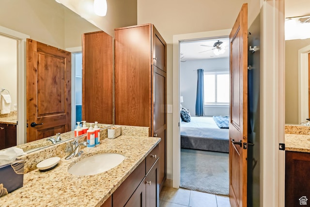6169 E Park Ln S Unit 30, Park City, UT 84098 - ensuite bathroom featuring vanity, tile patterned floors, and a ceiling fan