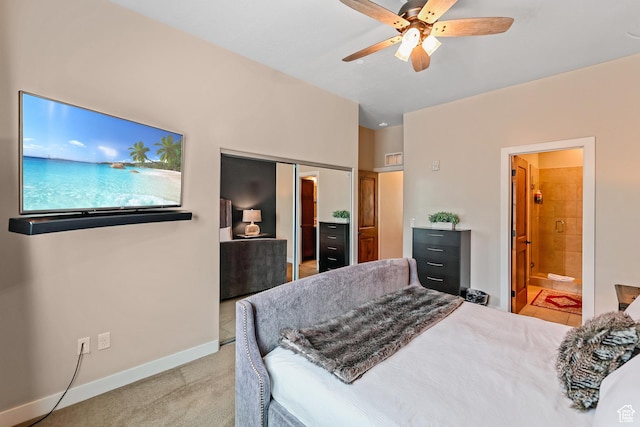 6169 E Park Ln S Unit 30, Park City, UT 84098 - carpeted bedroom with a closet, ensuite bathroom, and ceiling fan