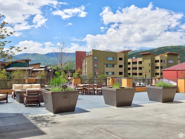 6169 E Park Ln S Unit 30, Park City, UT 84098 - view of patio with an outdoor hangout area and a mountain view