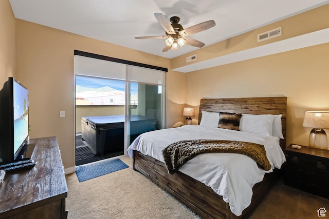 6169 E Park Ln S Unit 30, Park City, UT 84098 - bedroom with carpet floors, ceiling fan, and access to outside