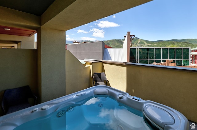 6169 E Park Ln S Unit 30, Park City, UT 84098 - patio / terrace with a mountain view and a hot tub