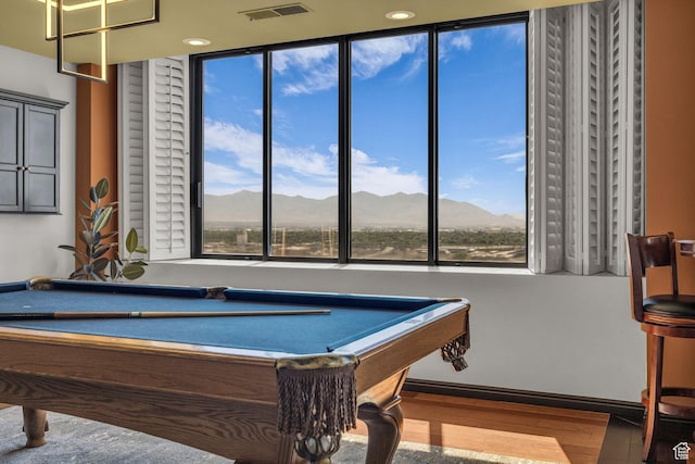 44 W Broadway S Unit 2005S, Salt Lake City, UT 84101 - recreation room with a mountain view, wood finished floors, and pool table
