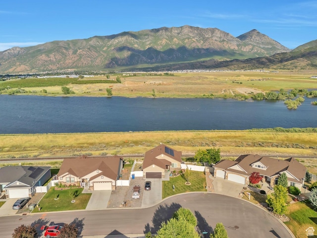 633 Little Rock Dr, Santaquin, UT 84655 - aerial perspective of suburban area with a water and mountain view