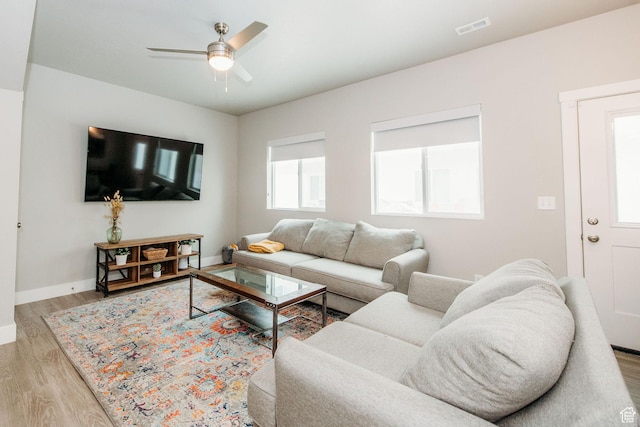 2726 S 2250 W Unit 218, West Haven, UT 84401 - living area featuring wood finished floors and a ceiling fan