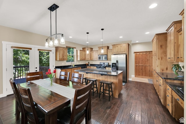 385 E 1000 S Unit 42, Salem, UT 84653 - dining area with dark wood-style floors, recessed lighting, and french doors