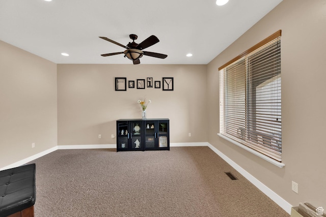 385 E 1000 S Unit 42, Salem, UT 84653 - unfurnished room featuring ceiling fan, recessed lighting, and dark colored carpet