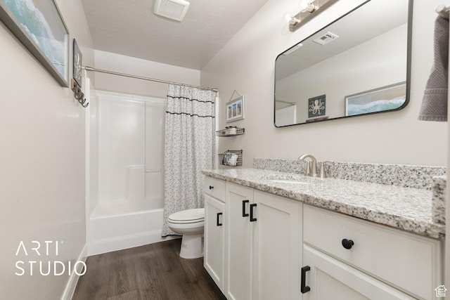 3694 E Tauri Way, St George, UT 84790 - bathroom featuring wood finished floors, vanity, and shower / bath combination with curtain