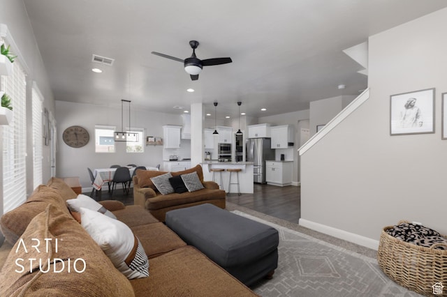 3694 E Tauri Way, St George, UT 84790 - living area featuring ceiling fan, carpet, and recessed lighting