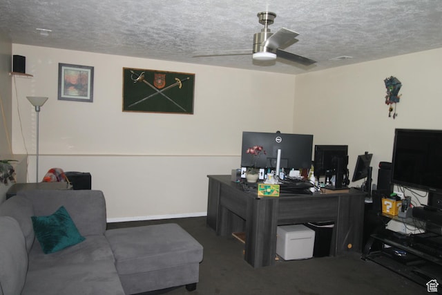 423 W 180 N, Clearfield, UT 84015 - office space with a textured ceiling, carpet flooring, and a ceiling fan