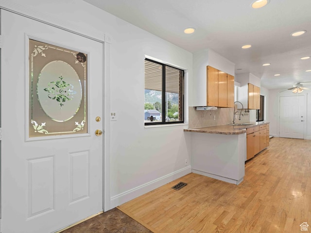 2713 N 650 E, North Ogden, UT 84414 - kitchen with recessed lighting, a ceiling fan, light wood finished floors, and tasteful backsplash
